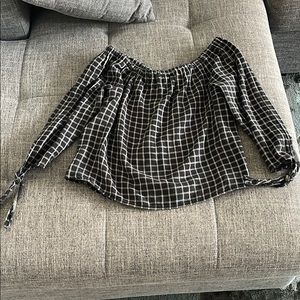 Checkered off shoulder Madewell top, XS